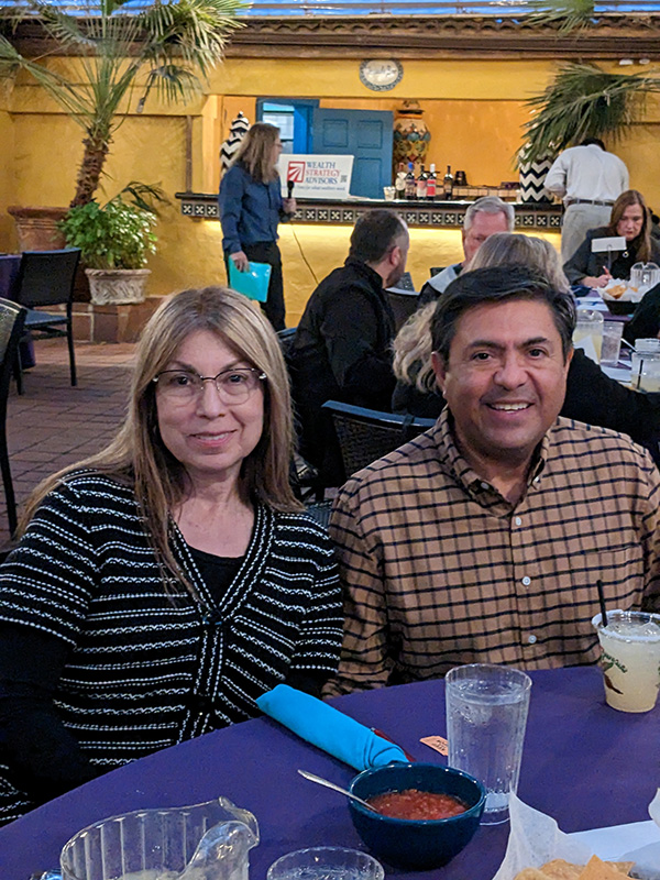 Couple enjoying dinner and drinks at Joe T's Garcia