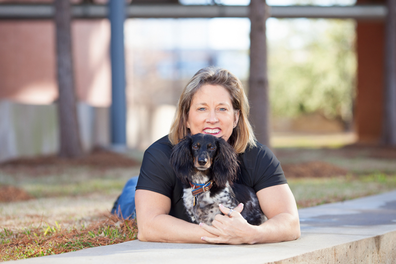 Rebecca with her dog, Asher